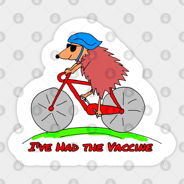 Vaccinated Cycling Hedgehog Sticker by Michelle Le Grand